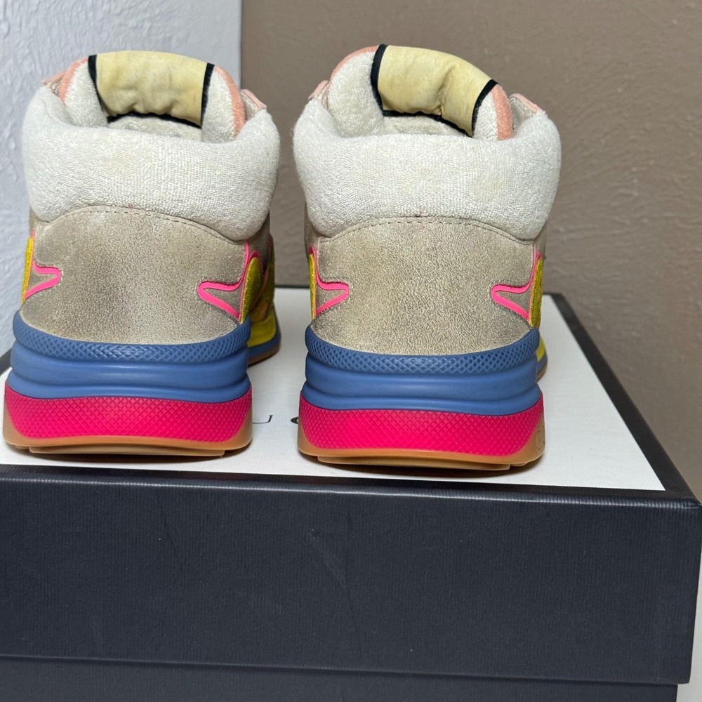 NEW Gucci Ultrapace RT Mid Top Sneakers Yellow Pink Blue M 6.5/ W 8-8.5 - Picture 6 of 15